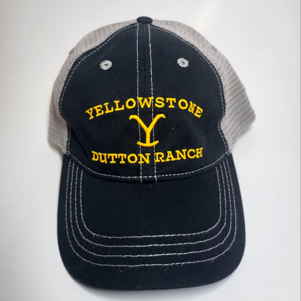 Yellowstone Dutton Ranch, Black Trucker Hat, Adjustable Strap Back Baseball Cap